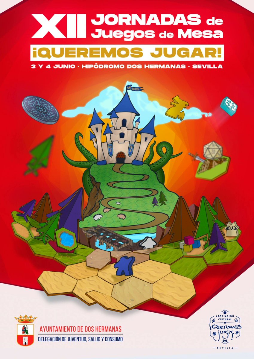 queremosjugar's tweet photo. 🎉¡Volvemos otro año más!🥳

XII JORNADAS DE JUEGOS DE MESA ¡QUEREMOS JUGAR! 
📅 3 y 4 de junio (10:00 a 21:00)
🗺 Gran Hipódromo de Andalucía (Dos Hermanas  - Sevilla)
💶 GRATIS
🌐 https://t.co/JqeQPxaS3k

🔁 Ayúdanos y comparte este Tweet 🔁

#XIIJORNADASQJ