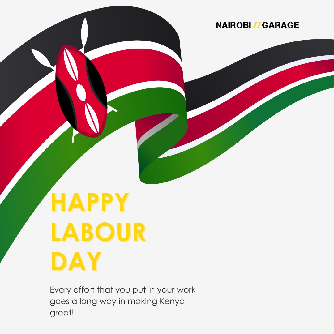 NairobiGarage's tweet photo. Happy Labour Day 🎊 🇰🇪
We celebrate all of you who wake up everyday and report to work to build our nation.
Whichever work that you do, your efforts go a long way in building our Country and making our world a better place 📷
#LabourDay #Coworkingspaces #ConnectCoworkCreate https://t.co/rH7UkBAZRM