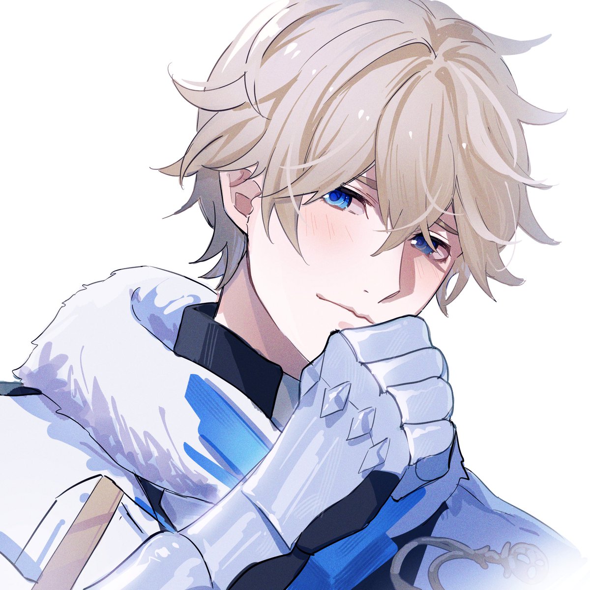 gawain (fate) 1boy male focus blue eyes solo blonde hair white background armor  illustration images