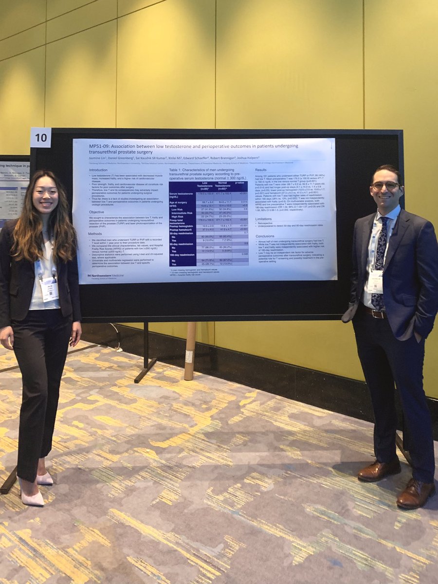 Jasmine Lin (@jasmineslin) on Twitter photo Honored to have won best poster in today's BPH session with "Association between low testosterone and perioperative outcomes in patients undergoing transurethral prostate surgery." All the credit goes to <a href="/JoshuaHalpernMD/">Joshua Halpern, MD MS</a> and his mentorship 💜 <a href="/NM_Andrology/">Northwestern Andrology</a> <a href="/NM_Urology/">NM Urology</a> #AUA23 Honored to have won best poster in today's BPH session with "Association between low testosterone and perioperative outcomes in patients undergoing transurethral prostate surgery." All the credit goes to <a href="/JoshuaHalpernMD/">Joshua Halpern, MD MS</a> and his mentorship 💜 <a href="/NM_Andrology/">Northwestern Andrology</a> <a href="/NM_Urology/">NM Urology</a> #AUA23