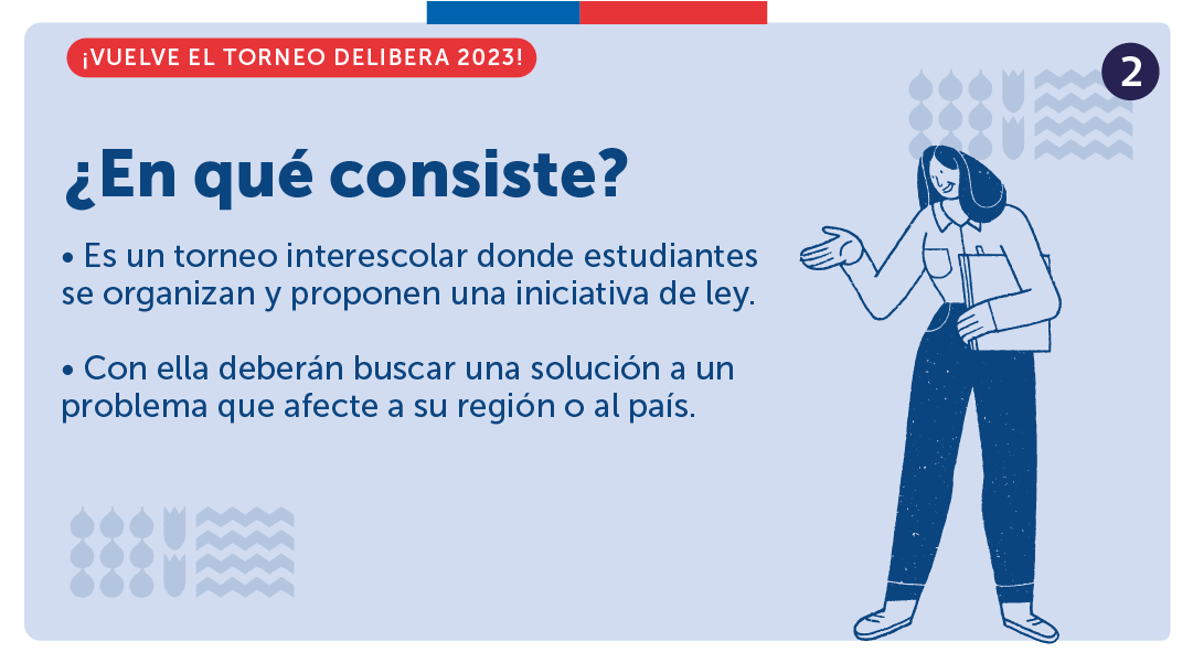 Mineduc's tweet photo. ¡Inscríbete! ✏️ Más de 14.500 estudiantes han participado del Torneo Delibera 2023, una instancia de formación ciudadana en la que, a través de la creación de una Iniciativa de ley, se buscan soluciones a problemáticas que afecten al país o a su región 👉https://t.co/iygm4Ps5JF https://t.co/R5U9JlEs6a