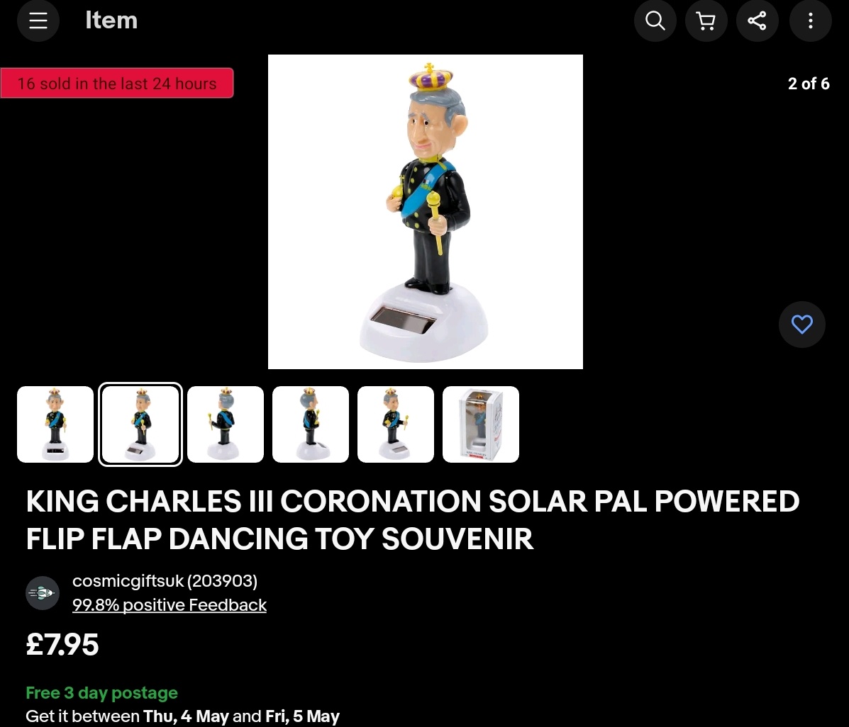 Puckator King Charles III Coronation Solar Pal Powered Wobbling Figure | Acquisti Online su