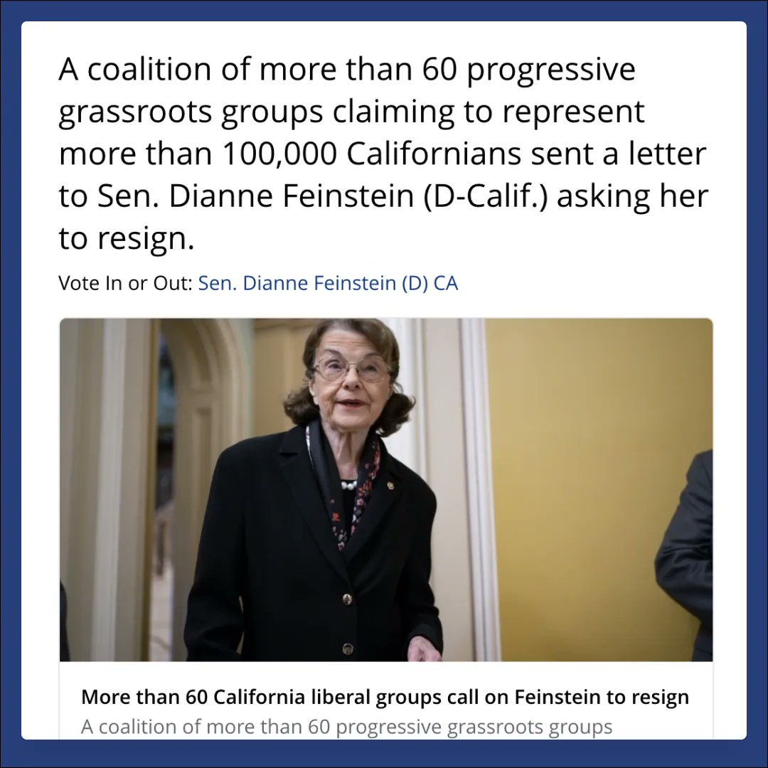 Vote #DianneFeinstein In or Out at voteinorout.com. Read this article and other news you missed. 🇺🇸 A well-informed electorate is a prerequisite to Democracy.—Thomas Jefferson #voteinorout #trump #biden