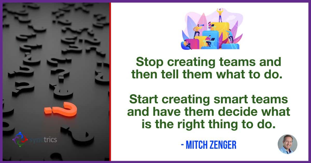 Why do we still try to micromanage members of a team??
We need to build great teams and trust them to do the right thing!
<a href="/mitchzenger/">Mitch Zenger</a> <a href="/synctrics/">Synctrics - Optimizing Team Success</a> go.synctrics.com/synctrics
 #Recognition #PeopleAnalytics #Teamwork #Metaverse #Feedback #Goals #Learning #Culture #Community #Diversity