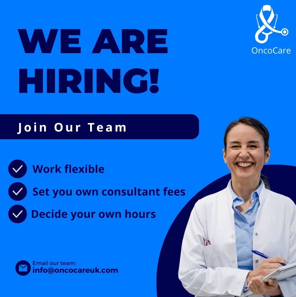 Are you an consultant oncologist (clinical or medical) practising in the UK? Join our team.

Send an email to info@oncocareuk.com.

#OncologistJobs #MedicalJobs #ClinicalJobs #HealthcareJobs #OncologyCareers #MedicalCareers #ClinicalCareers #JobOpening #Hiring #Recruiting