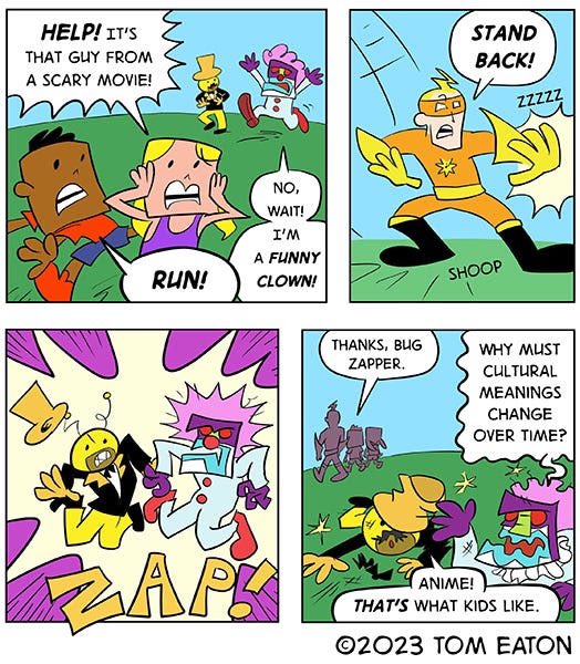 Zap!💥 The Bug Zapper is always there when you need him!

Check out today’s issue of Sunday Haha with Tom Eaton in our Artist’s Spotlight!

🎨: <a href="/goodeaton/">Tom Eaton</a> 

Sundayhaha.com