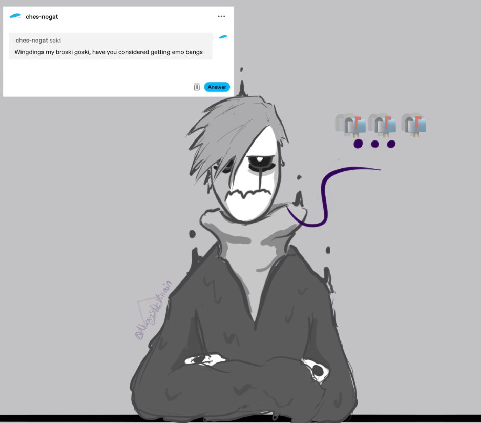 AlwaysDeVillain's tweet photo. It’s cringe but I love emo gaster so much
Look at his face
Look at it

#undertale #shitpost #gaster https://t.co/w2pQrmuXMf