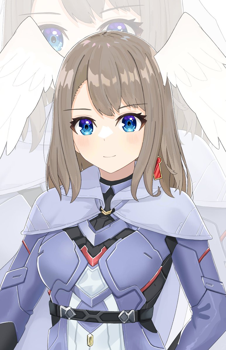 1girl blue eyes solo head wings smile breasts looking at viewer  illustration images