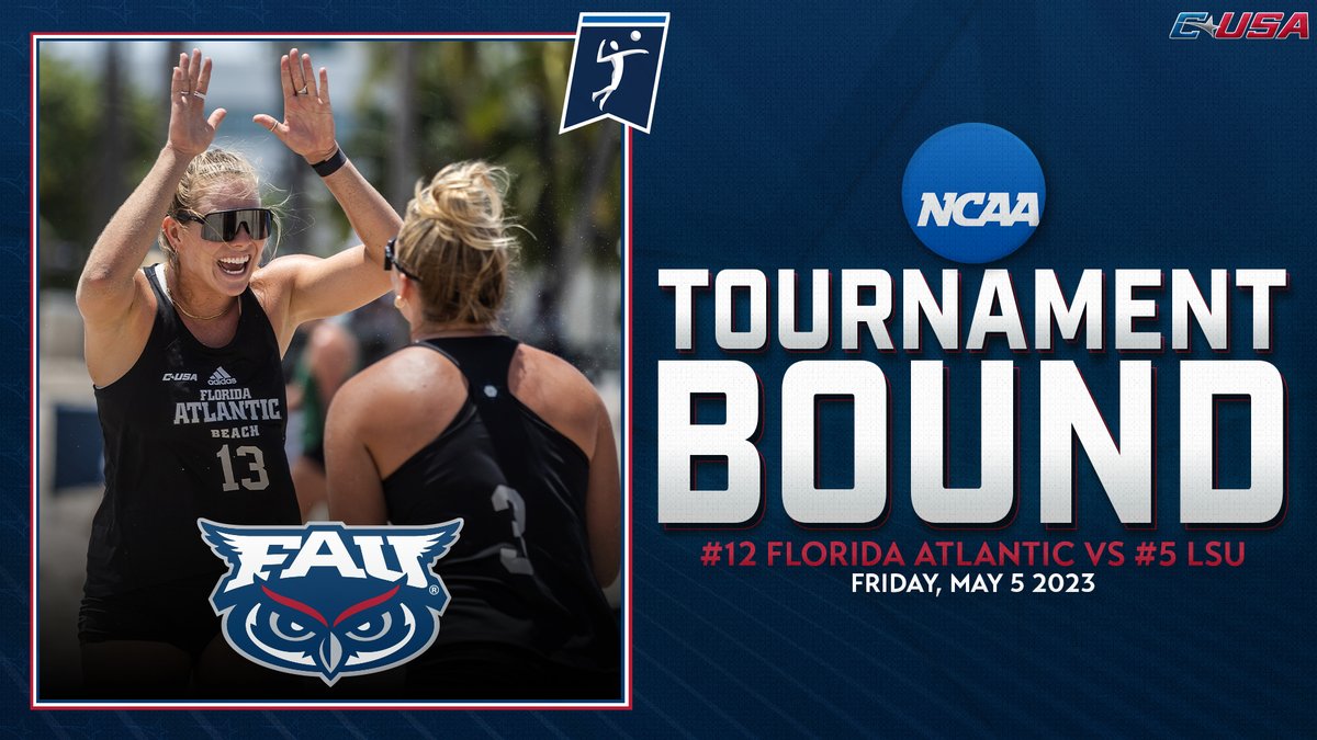 ConferenceUSA's tweet photo. NCAA TOURNAMENT BOUND
The C-USA Beach Volleyball Champs look to continue their run against LSU!
#CUSABVB 🏝🏐