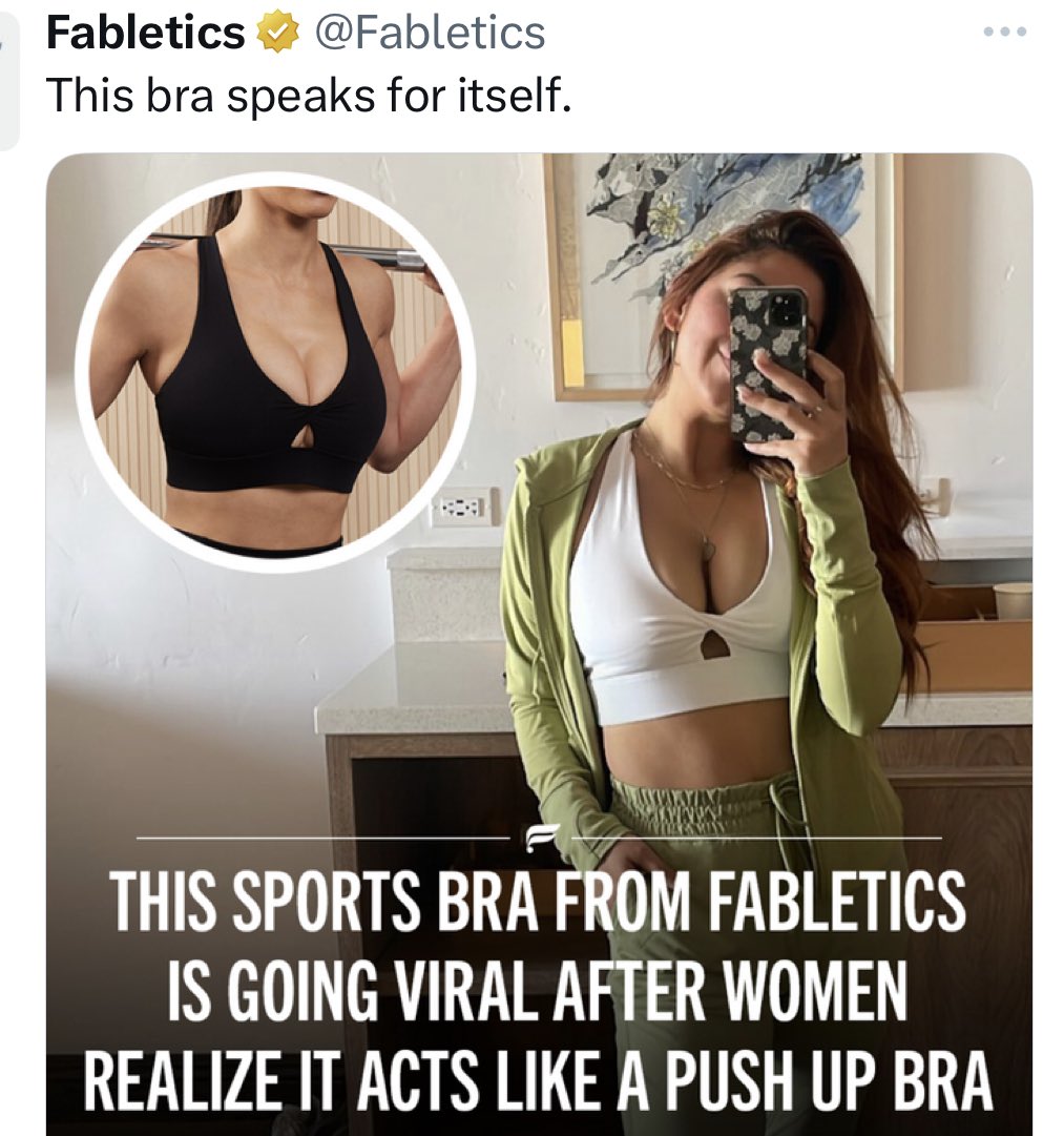 Kylie Brakeman on X: Mr. President, it's urgent. this sports bra from  fabletics is going viral after women realized it acts like a push up bra   / X