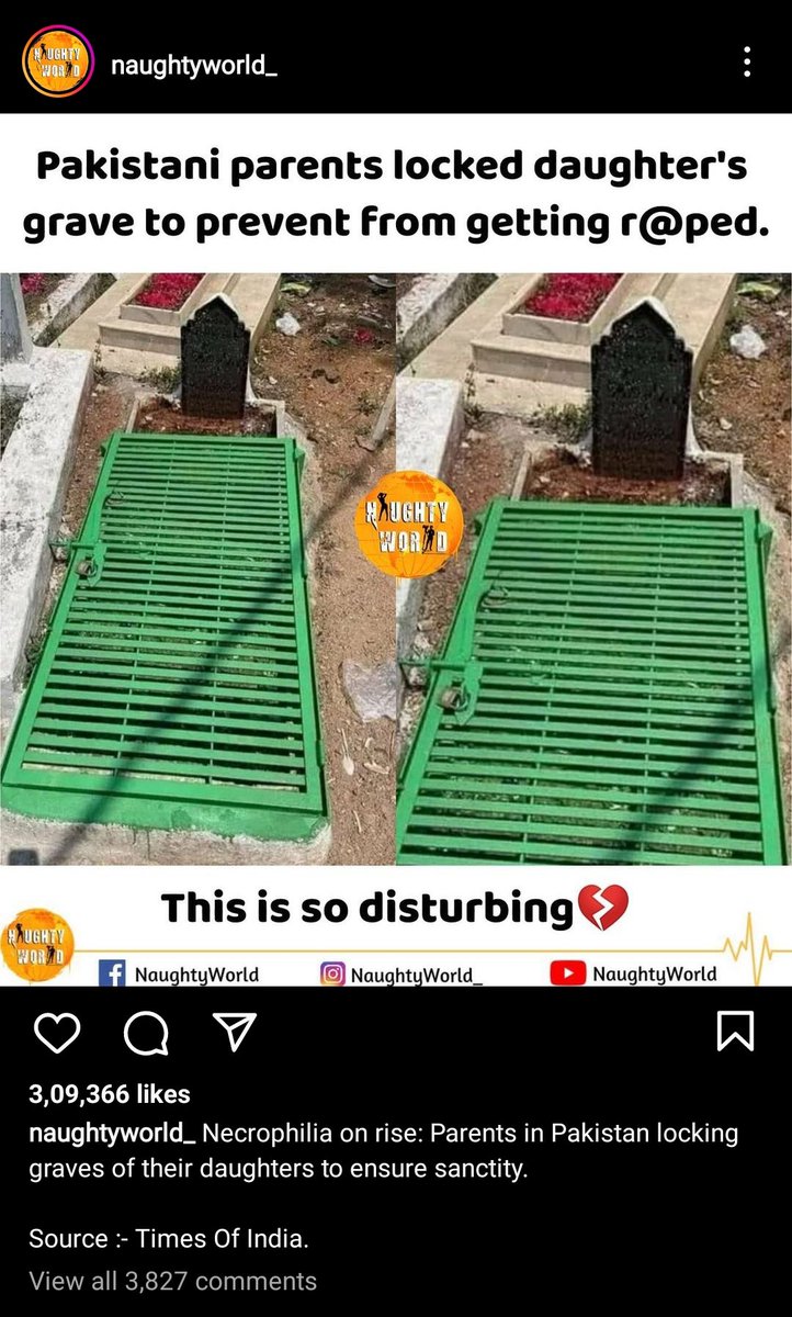 Hello <a href="/ICT_Police/">Islamabad Police</a> this girl @nishat218 from Islamabad picked up a photo of a grave with grills in Hyderabad, India, and shared it with the fake news that a grave in Pakistan is padlocked to protect it from rape. Which was later picked up by Indian news channels and Instagram...