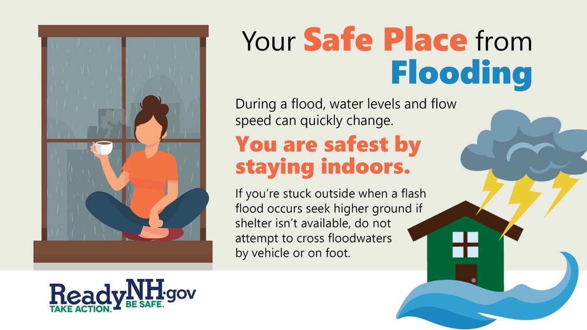 NH_HSEM's tweet photo. The National Weather Service has issued flood warnings surrounding the Saco River in Conway, the Pemigewasset River in Woodstock and Plymouth and the Suncook River in Chichester. Practice flood safety by getting to higher ground and avoiding flood waters. #BeSafe #BePrepared https://t.co/jQiC67kr02