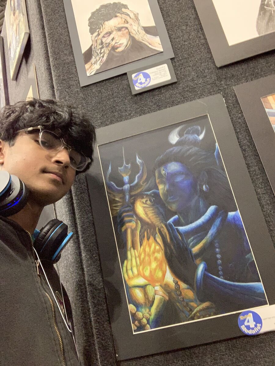 MrsReynoldsArt's tweet photo. Aarush received a State Medal for his prismacolor self portrait, โThe Third Eyeโ Way to go Aarush! #chs9family #chs9family #coppellart #taea #statevase #statevase2023 @CHS_9 @CoppellFineArts https://t.co/Pm2dcLydfn