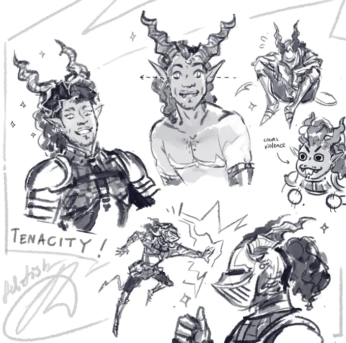 doodles of an NPC we ran into recently in our strahd campaign :> he's one of van richten's protégés and when we first met him he was being dogpiled by like a dozen werewolves lol; he's a silly little guy  #dnd