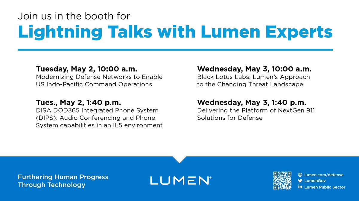ScottyBDoD's tweet photo. Planning to attend TechNet Cyber in Baltimore this week? If so, join us in booth #2635 for lightning talks about advanced #cybersecurity strategies and mission-tailored #solutions that can help accelerate your agency's digital and business transformation. https://t.co/cNorV5dDhf