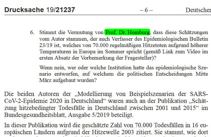 SHomburg's tweet photo. Die Bundesregierung bestätigte, dass Schockmodelle zu "Coronatoten" und "Hitzetoten" dieselben Autoren haben.

Corona und Klima stehen auch für dasselbe Herrschaftsprinzip: Angst erzeugen, um Grundrechte zu beschneiden. Läuft.
BT-Link: https://t.co/hgkV4TNx6R https://t.co/rSOTUMJPDJ