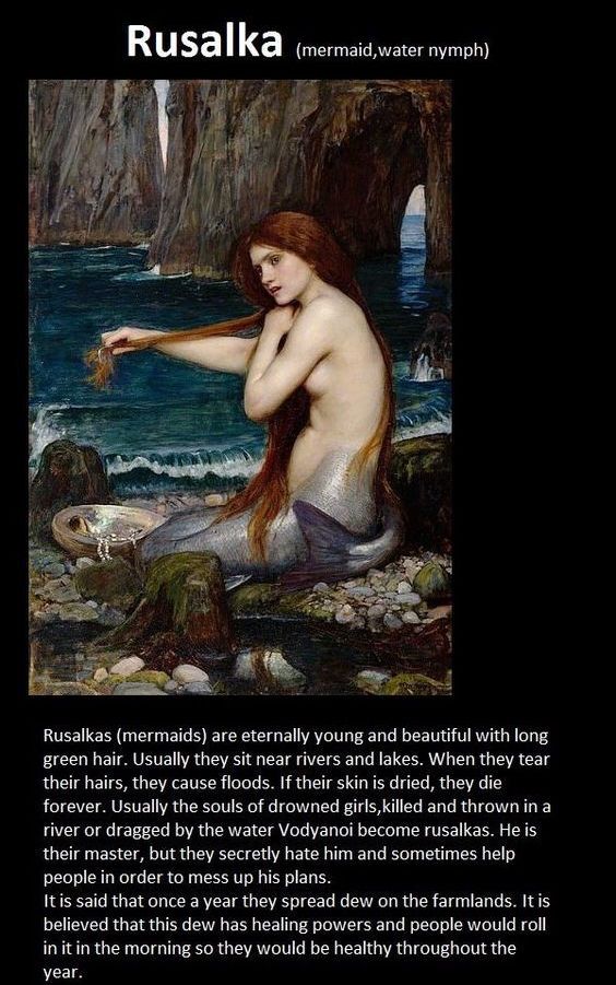 UsesofCoconut's tweet photo. The Rusalka is a frequent creature in Slavic mythology. She is a river sprite and is typically shown as a ravishing young woman with her hair flowing in all directions. #SlavicMythology #MythicalCreatures #FairytaleTuesday #FolkloreSunday https://t.co/URPsEUwdo4