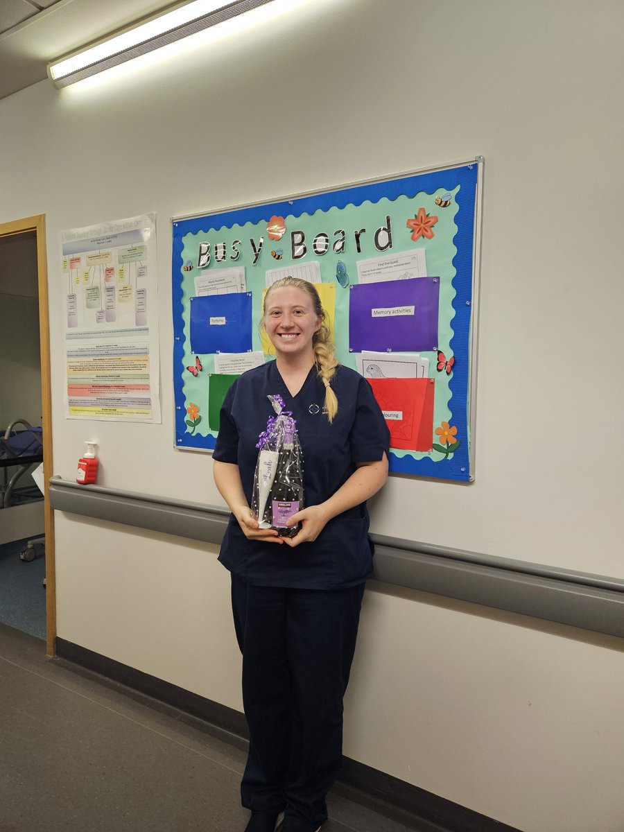 April's  ESR winner!! leading by example 100% here! Well done Leah! 
also showing off our new #busyboard lots of #strokerehab work at hand for families to do their relatives when visiting 😀 every extra bit helps <a href="/CwmTafMorgannwg/">Cwm Taf Morgannwg University Health Board</a> @YCRWARD