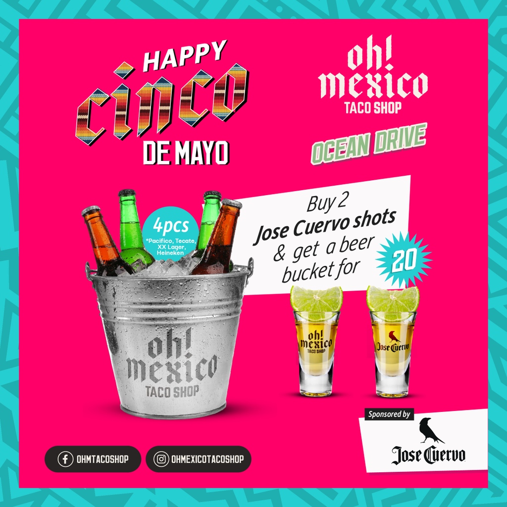ohmtacoshop's tweet photo. It's almost time for a fiesta! 🎉🎊Get ready for an unforgettable Cinco de Mayo celebration at Taco Shop! 🌮 
⁠
𝗢𝗰𝗲𝗮𝗻 𝗗𝗿𝗶𝘃𝗲
🇲🇽 @josecuervotequila Specials⁠
🍻 Beer Buckets⁠
🎧️ Live Dj 7 pm to 11 pm https://t.co/Ud8O9Js0wQ