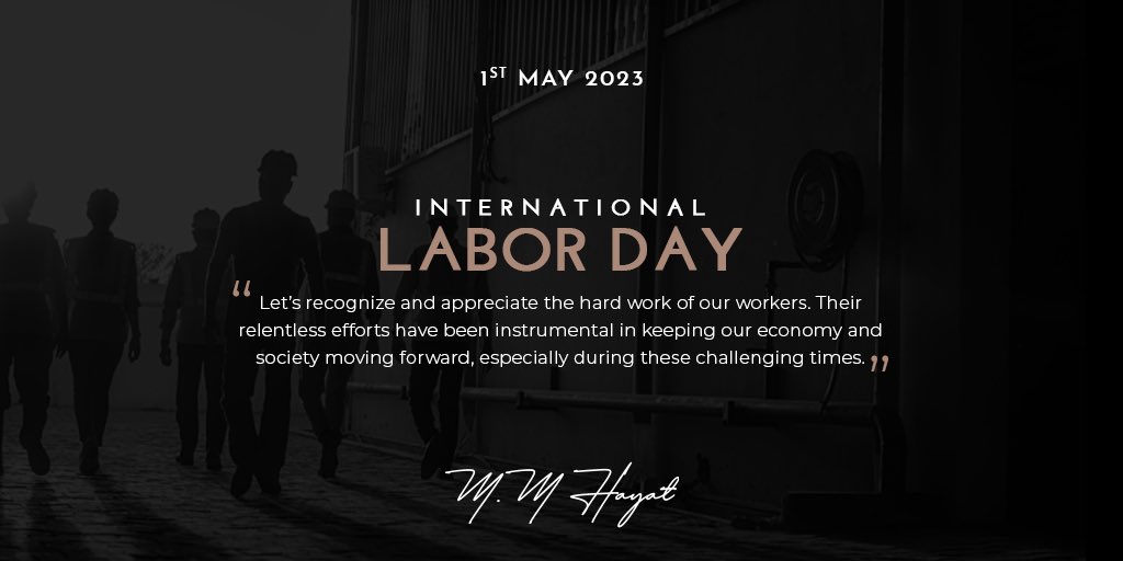 On this #LaborDay, let’s appreciate the dedication, hard work, and perseverance of our workers. Their relentless efforts, commitment to excellence, and tireless work ethic are the backbone of our success &amp; have been instrumental in keeping our economy and society moving forward.