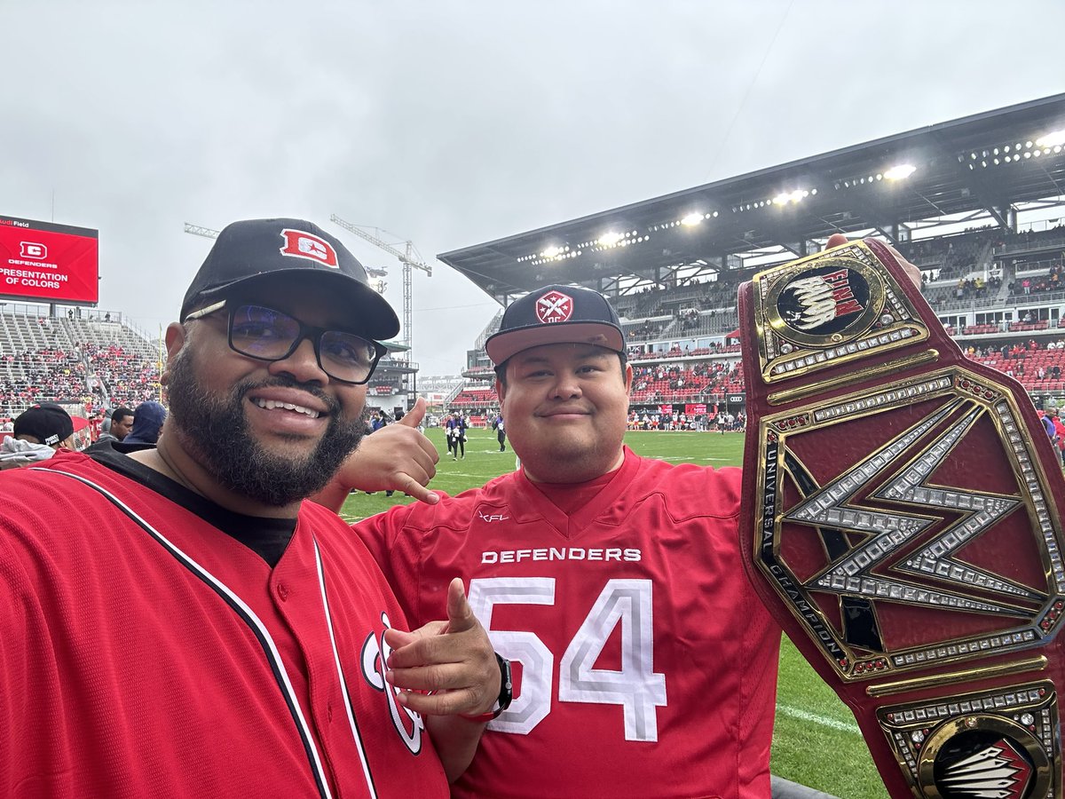 zaahir3000's tweet photo. The gold is in the building here at @AudiField let’s bring home our first @XFL2023 North Division Title!! Let’s go @XFLDefenders #DefendDC #ShieldsUP @AlexFuentes91 @TheRock @DanyGarciaCo #XFL2023 https://t.co/PA5CvsRrbl