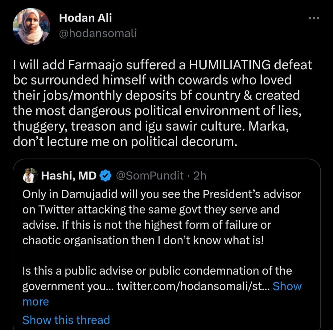 AmbWarsame's tweet photo. #HodanJamaica strikes again — this time trolling. #SomaliPatriot @SomPundit — remember she used to troll @EGaraad_ — #Somalia #CBB #NN #Jamaahirta — I have seen her hosting #FakeNN Twitter spaces lately ! https://t.co/qnnvujoLrw