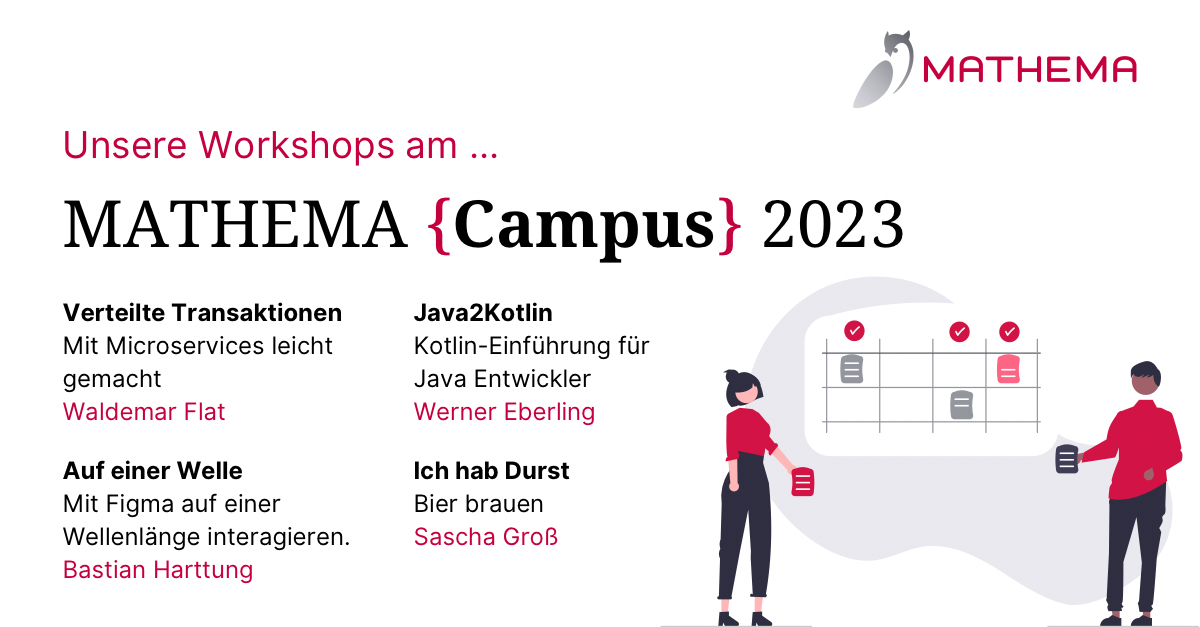 Machen. Ist wie Wollen nur krasser 💥
Nächste Woche startet der Mathema Campus 23 - angefangen mit 4 coolen Workshops. 
Unsere Kollegen haben tolle Themen mitgebracht und freuen sich schon Euch diese vorzustellen! 
Die Vorfreude steigt.

#mathemacampus #workshops #wissenteilen