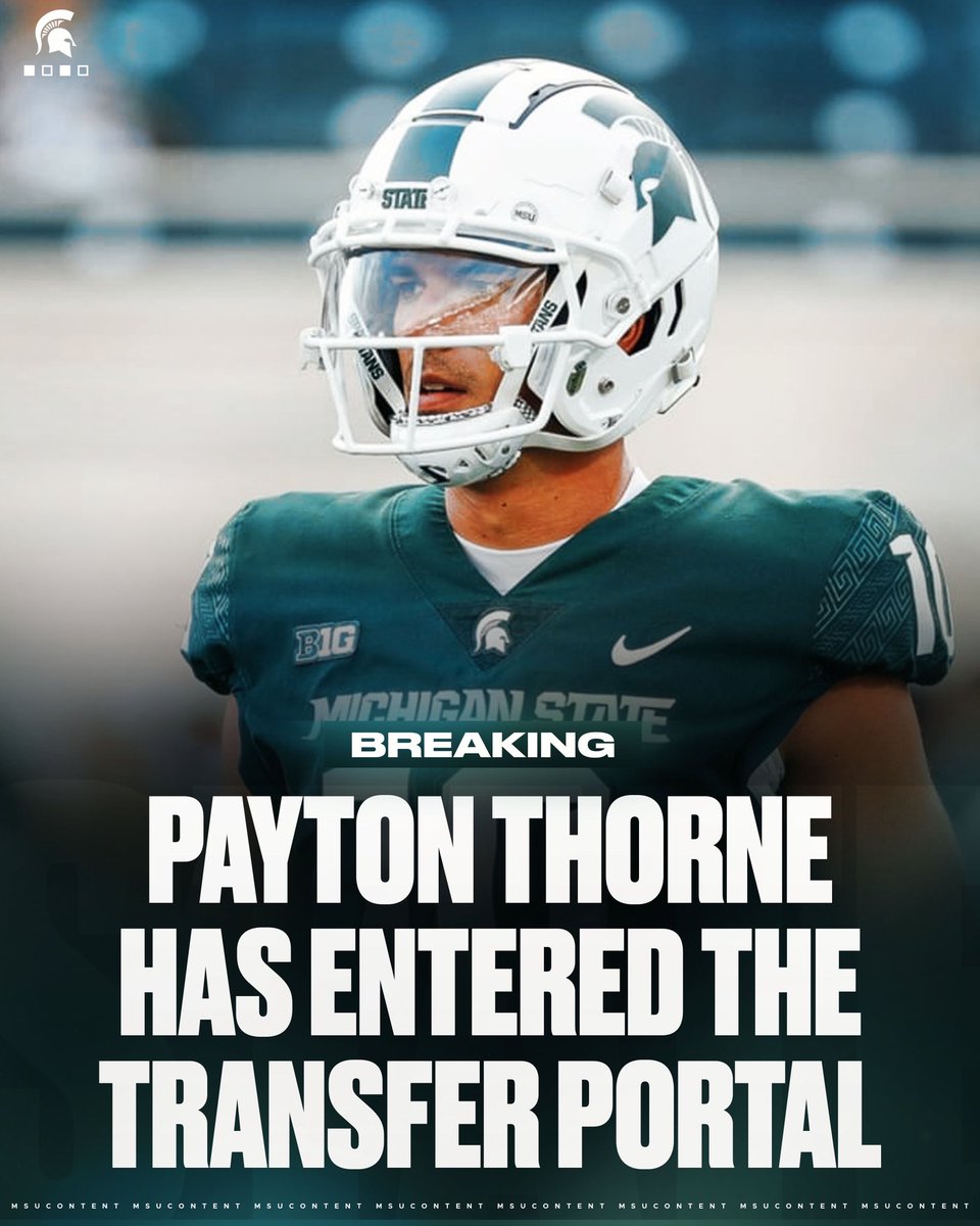 msucontent's tweet photo. BREAKING🚨 Both Payton Thorne and Keon Coleman have entered the transfer portal. Wow😭 #GoGreen

#MichiganState loses their starting QB and WR1. https://t.co/GHjImoqwzB
