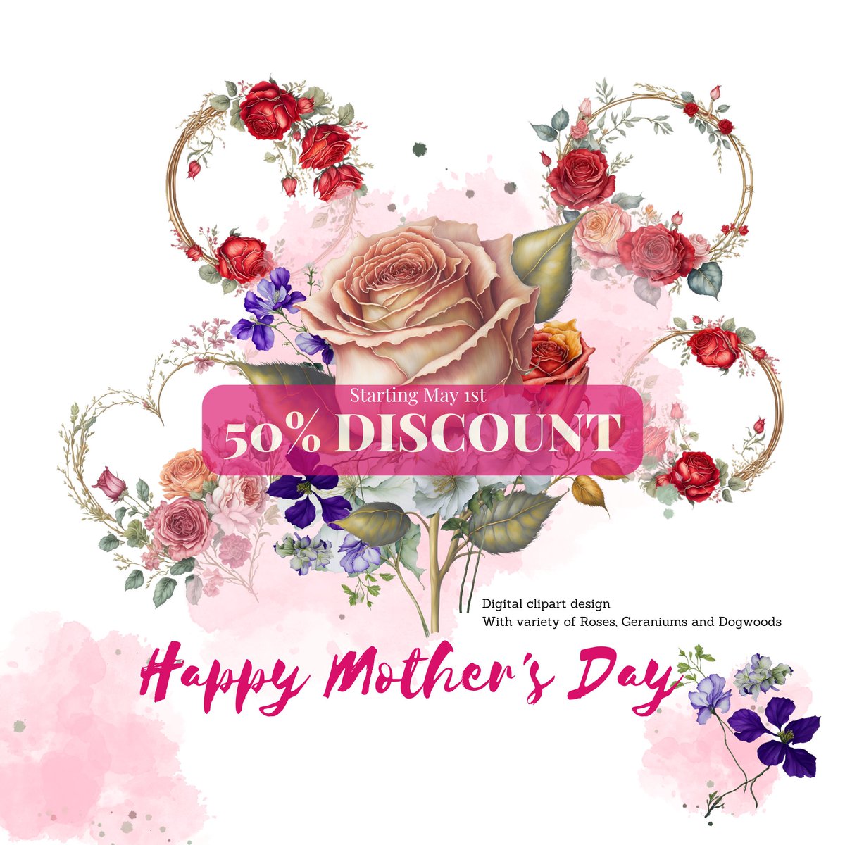 EtsyInkwel24's tweet photo. Shp My sale: 50% off Happy Mother's Day ClipArt now available from May 1st. Celebrate with us! #floralclipart https://t.co/BSFKdKVS8E #etsy #cardmakingstationery #flowers #Roses2023 #rose #digitalart #clipart #illustrationart #MothersDay #motherdaughter #printables https://t.co/ufZINVP1uQ