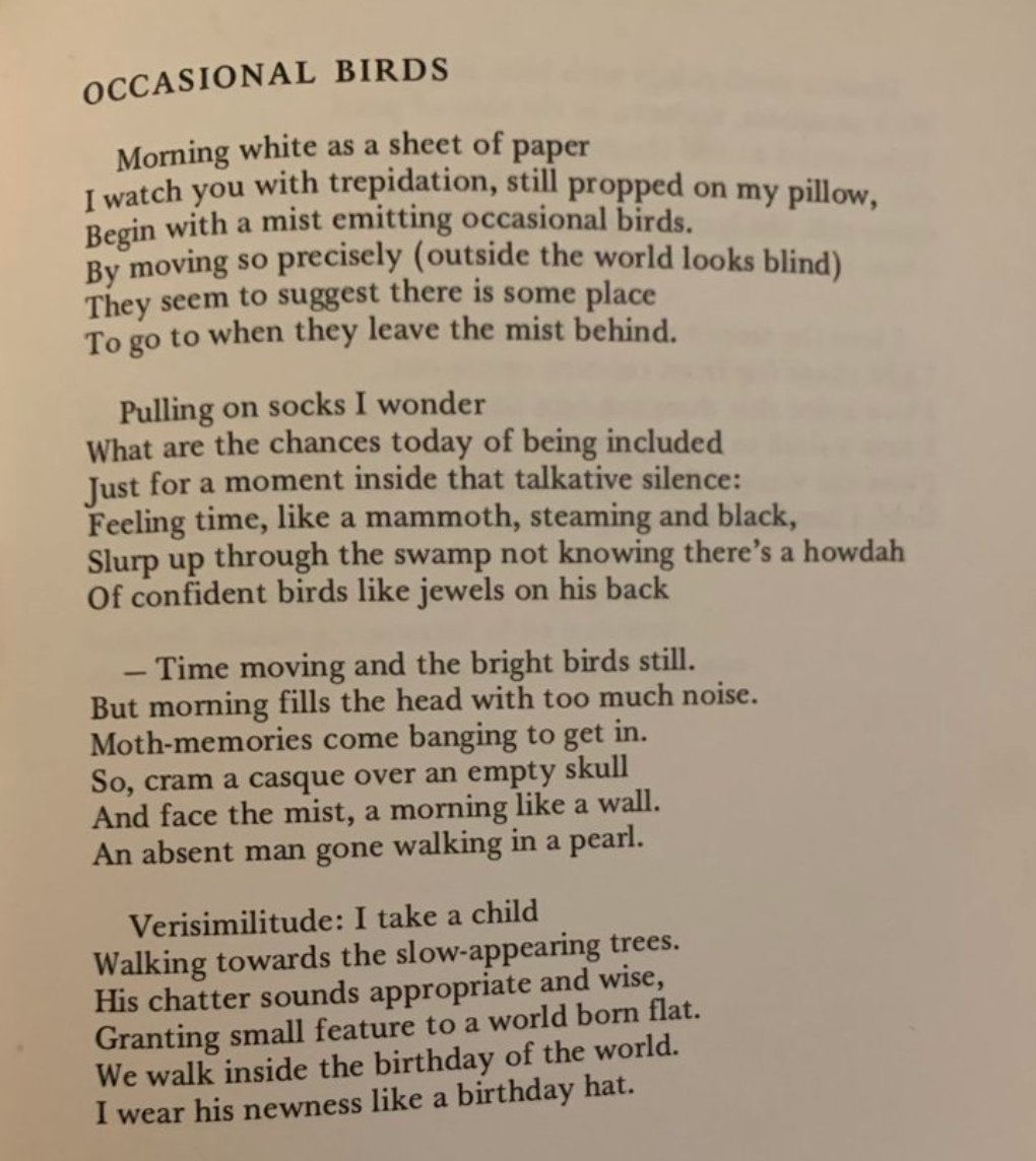 ForgottenGPoems's tweet photo. Here's "Occasional Birds," by P.J. Kavanagh (1931-2015). Taken from his 1974 collection, Edward Thomas in Heaven. Perhaps you've often heard his name, but not read many of his poems (U.S. people I'm looking at you.) Thanks to @AndrewSchuman for suggesting this poem. https://t.co/OfgiKMbwYJ