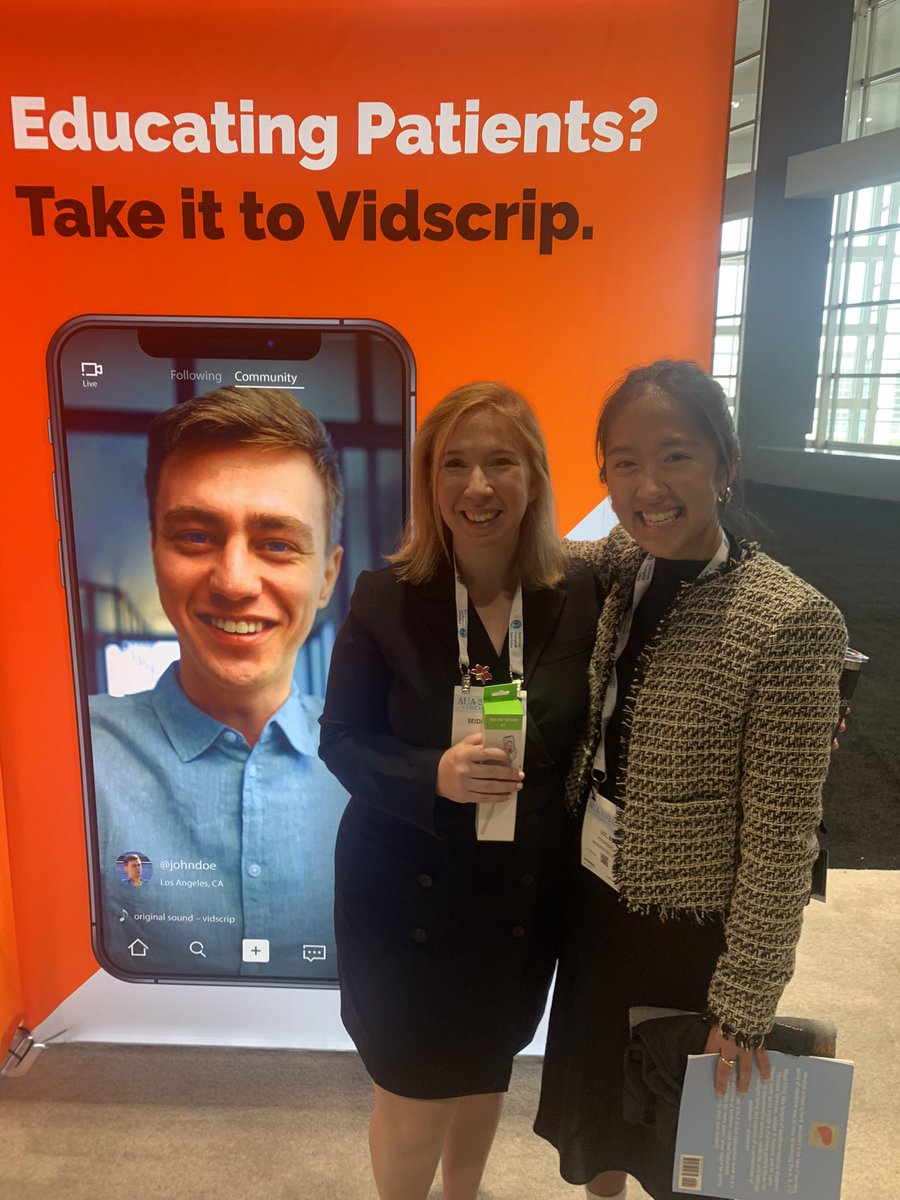 CaseySeidemanMD's tweet image. Hanging with the AWESOME @ysaralee at the @Vidscrip booth at the #AUA23 🤩