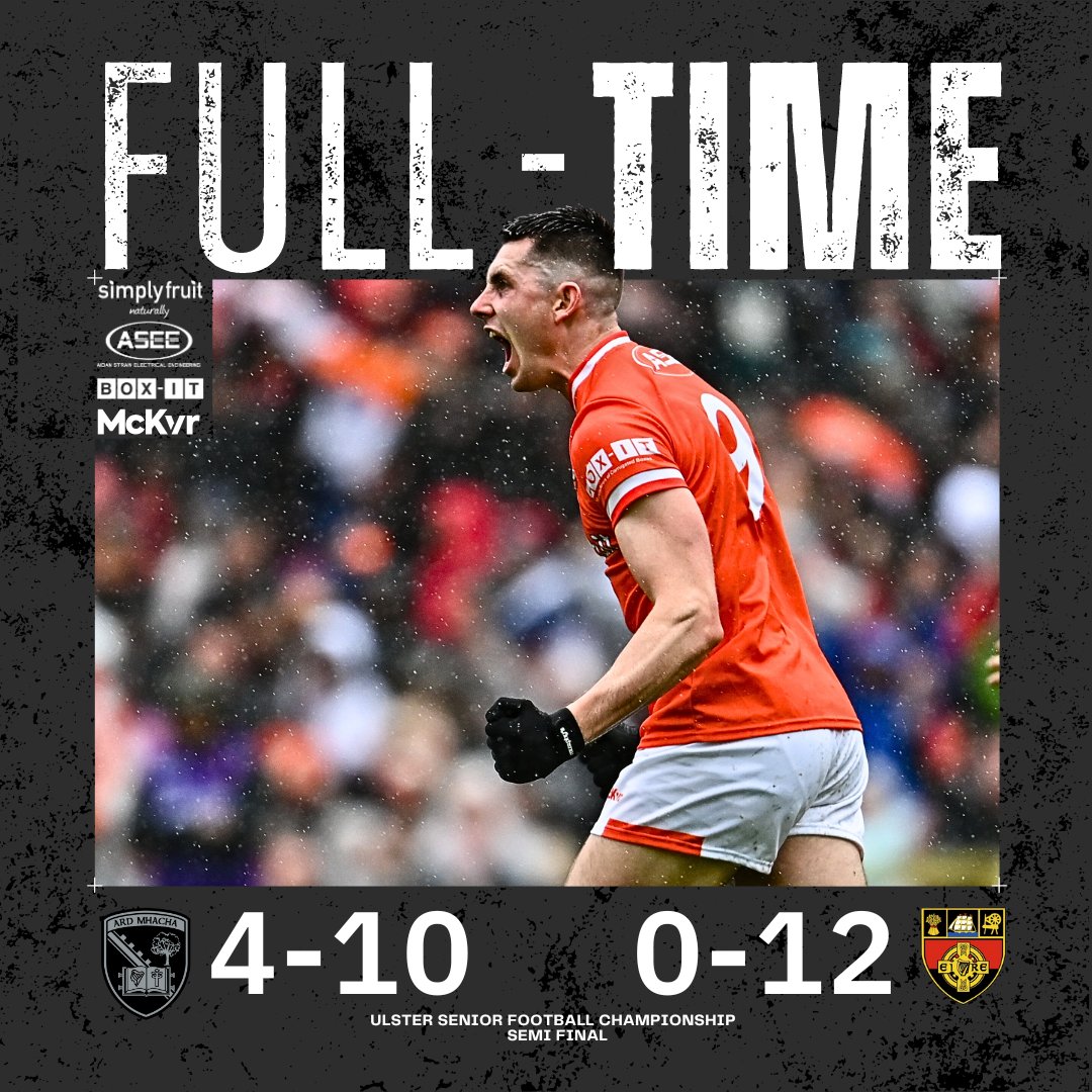 Armagh_GAA's tweet photo. USFC SEMI-FINAL | FULL TIME:

We are heading for an Ulster Final!!

#ArdMhachaAbú https://t.co/nFCeObcaPP