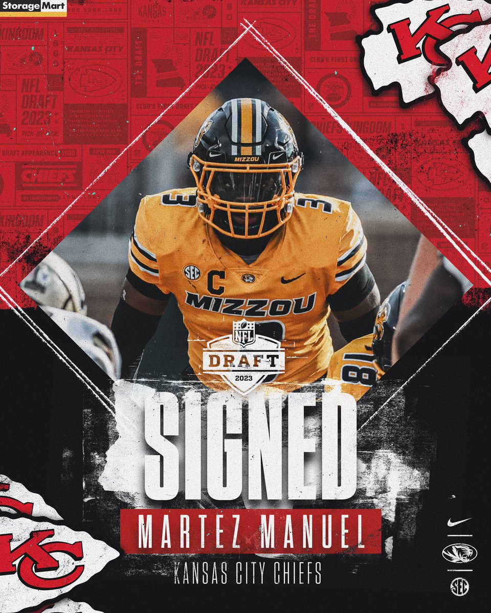 MizzouFootball's tweet photo. Staying Home! Congrats @martezmanuel13 on signing with the Chiefs!

#MIZ 🐯🏈 https://t.co/Ycv9M0SMv8