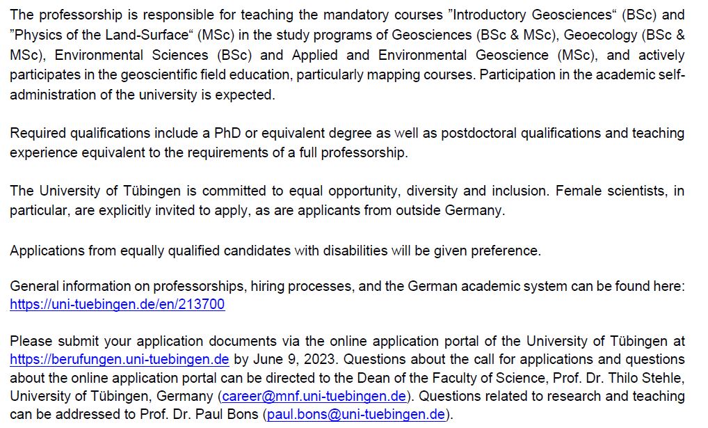 Michaela A. Dippold (@michaeladippold) on Twitter photo Please distribute: <a href="/uni_tue/">Universität Tübingen</a>, Department of Geosciences searches for a new Full Professor in Geology with focus on Earth System Sciences & Land Surface Processes and a high motivation to bridge between Geo- and Biosciences: Check details and apply here: tinyurl.com/5ybky8kd Please distribute: <a href="/uni_tue/">Universität Tübingen</a>, Department of Geosciences searches for a new Full Professor in Geology with focus on Earth System Sciences & Land Surface Processes and a high motivation to bridge between Geo- and Biosciences: Check details and apply here: tinyurl.com/5ybky8kd