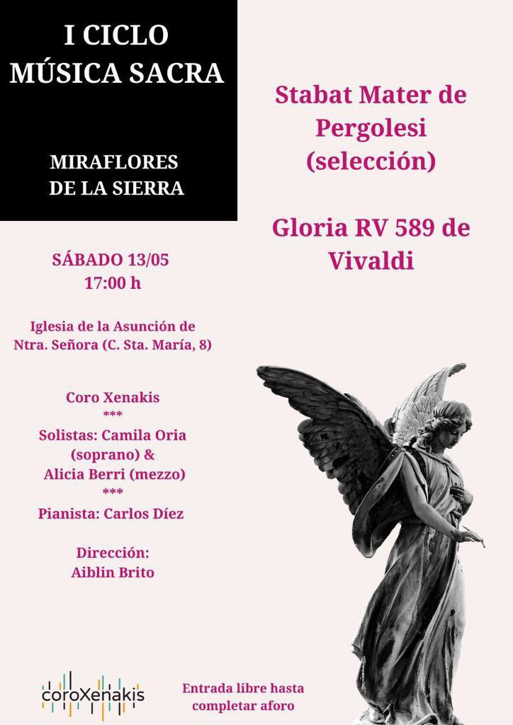 Pues ya os lo podemos mostrar, pero para verlo, tendréis que veniros al I Ciclo de Música Sacra de Miraflores de la Sierra! Junto a la soprano Camila Oria, Alicia Berri como mezzo, Carlos Díez al piano, bajo la dirección de Aiblín Brito.