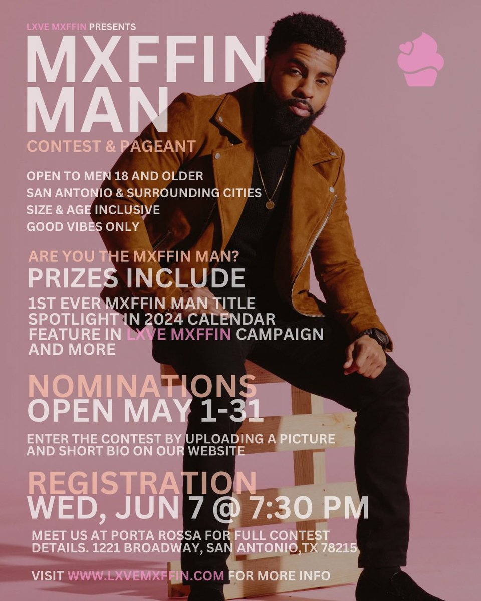lxvemxffin's tweet photo. Do you know the MXFFIN MAN? He’s handsome, charming, and oh so swxxt! We present to you the MXFFIN MAN Contest &amp; Pageant, a fun, flirty competition for men. The fun begins May 1st. 

Welcome to the new Drury Lane #lxvemxffin #mxffinman #sanantonio https://t.co/dbfz0FxUPR