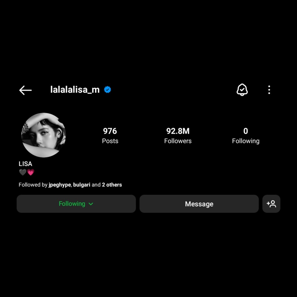hundtwo2703's tweet photo. Hello @InstagramComms @instagram
We're reporting a tech issue with BLACKPINK's Lisa Instagram account @/lalalalisa_m please fix it. Thank you! 💛 https://t.co/kTcE1QXfAe