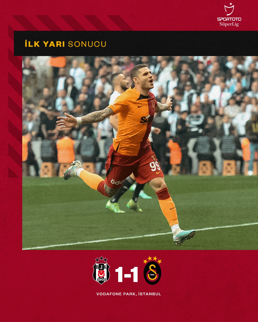 Galatasaray SK on X: İlk yarı sonucu: Galatasaray 2-1 Beşiktaş #GSvBJK   / X
