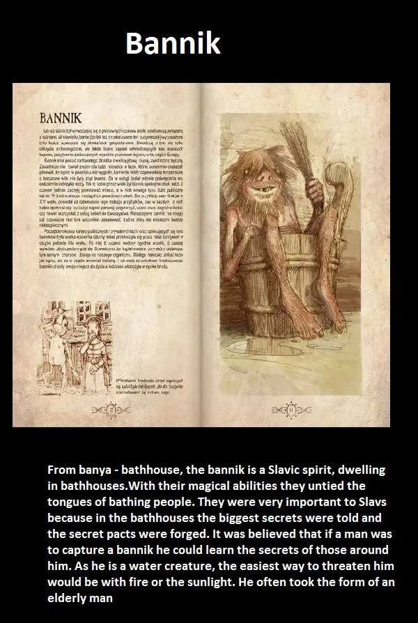 UsesofCoconut's tweet photo. Venturing into the fascinating world of #Slavic mythology with the mysterious #Bannik! This creature is said to live in bathhouses and possess healing powers. #FairytaleTuesday #Creature #Spirit #Bathhouse" https://t.co/tcgp1C8vm8