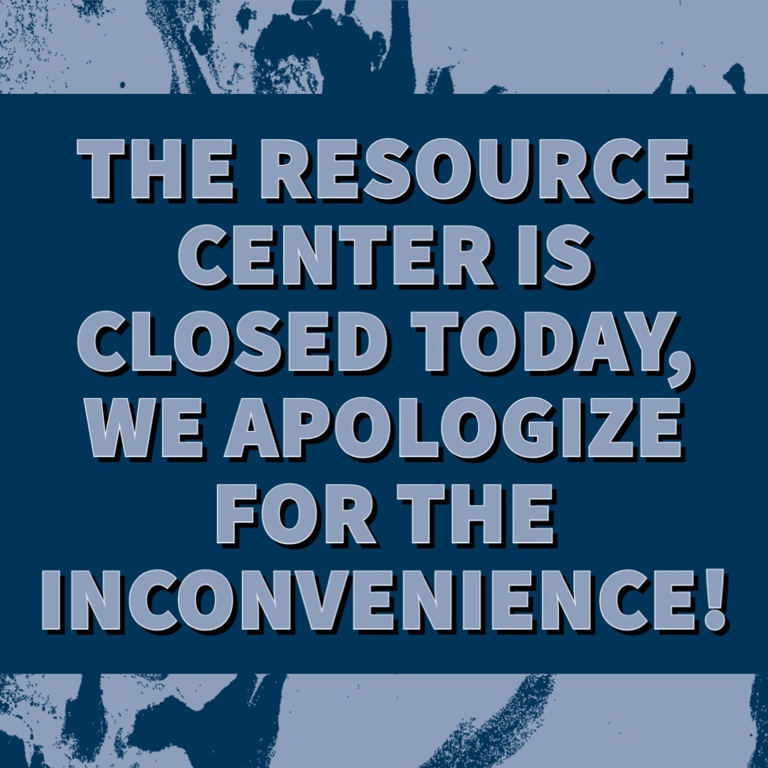 The Resource Center will be closed today for our normal 1pm-5pm hours, we apologize for the inconvenience! If you need Adobe help, you can contact us through the Virtual JBar, or check out our online tutorials at the link in our bio.