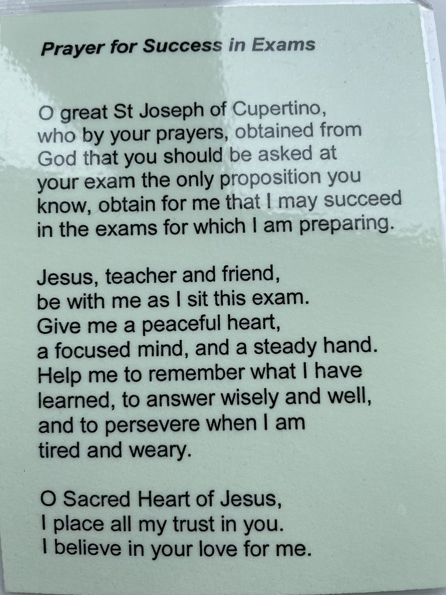 For all those completing exams, a prayer to St. Joseph of Cupertino gives some focus and comfort <a href="/stbenedictsren/">St Benedict's High School</a>