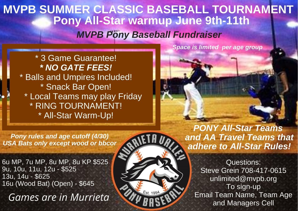 MVPB Summer Classic! 
June 9-11, 2023