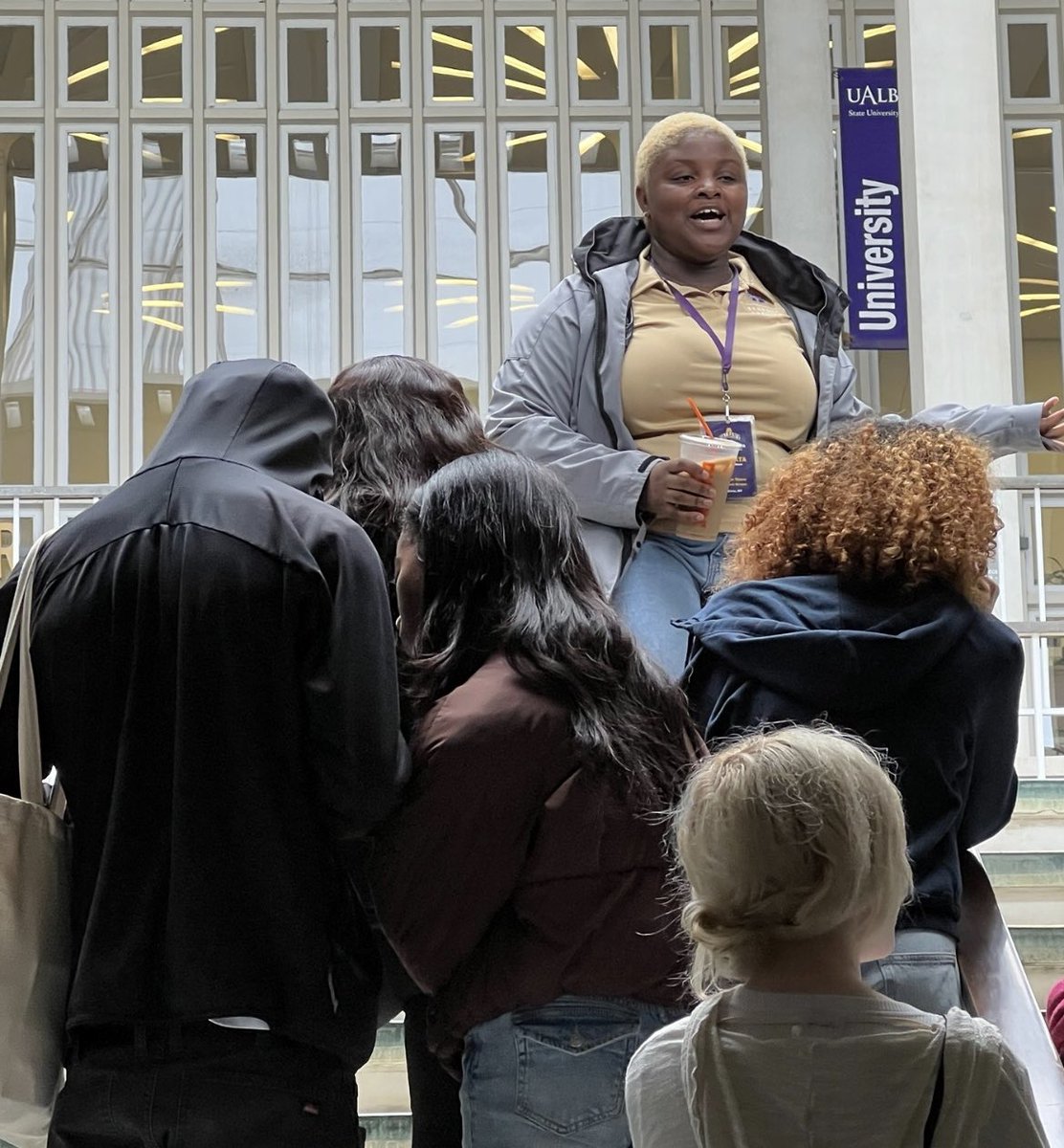 Aminata Kargbo, a @SUNY_EOP and @ualbany Student Ambassador, shows off campus to prospective students and answers their (great!) questions. Today is UAlbany's final EOP Accepted Student Day of the year, one day before the traditional May 1 deadline for committing to a college.