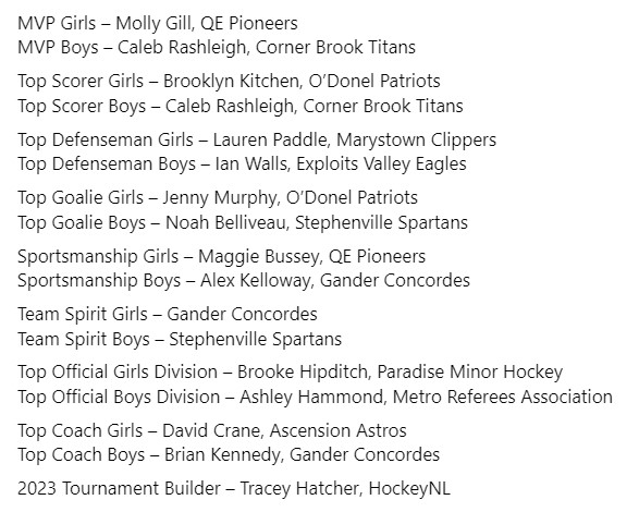 Congrats to all winners in the 2023 #RNFLDRHockey tournament. Pictures will be shared later. There's two finals to watch this afternoon first!  Can't wait!!