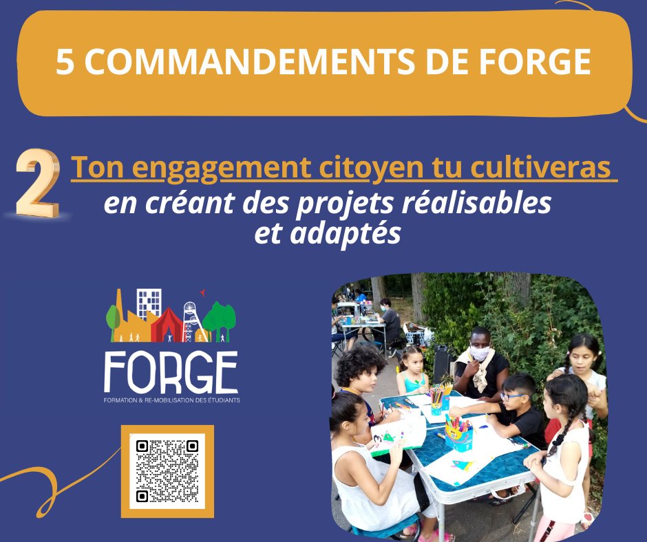 ForgeFormation's tweet image. ⚡5 COMMANDEMENTS FORGE EN 5 JOURS⚡

🔥À Forge tu réalises des actions concrètes et utiles pour ton quartier. Tu vas créer de A à Z des animations ludiques, un festival régional et d’autres évents🌳🍃🥳🤸

🚀Prêt à faire la différence et à t’engager ? forge-formation.org