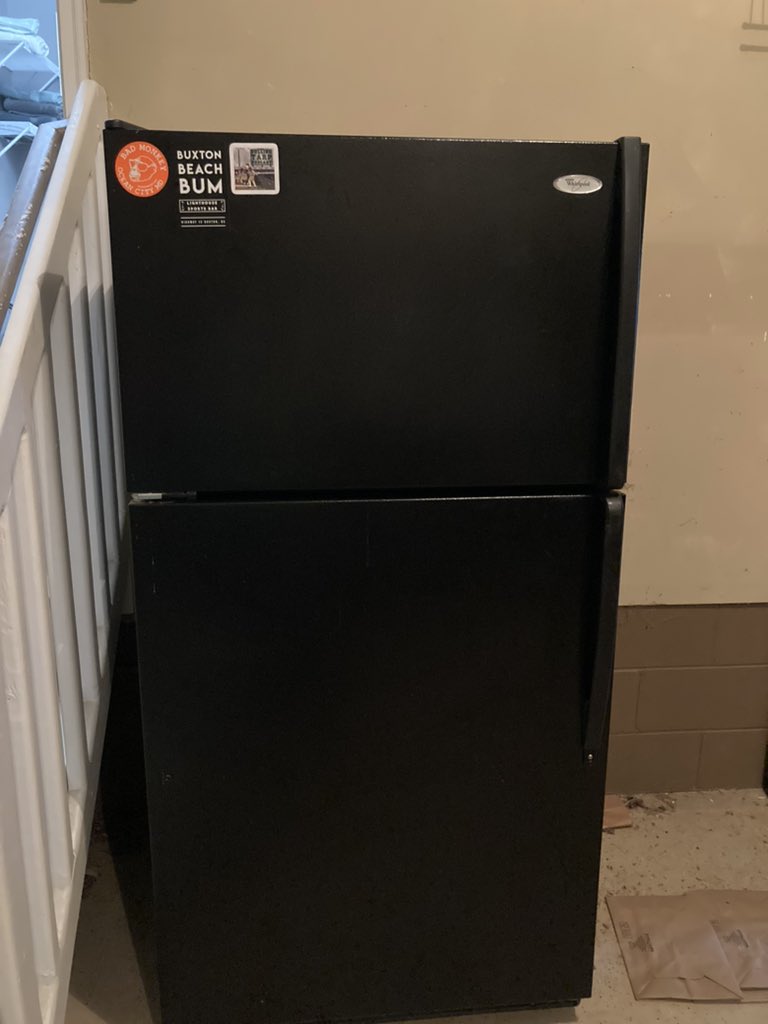 ItsRACoon's tweet photo. Your boy has moved and graduated to a garage fridge. Please send stickers to cover the fridge and/or links to stickers for me to purchase. It would be greatly appreciated.🍻 https://t.co/psIcfyDpyJ