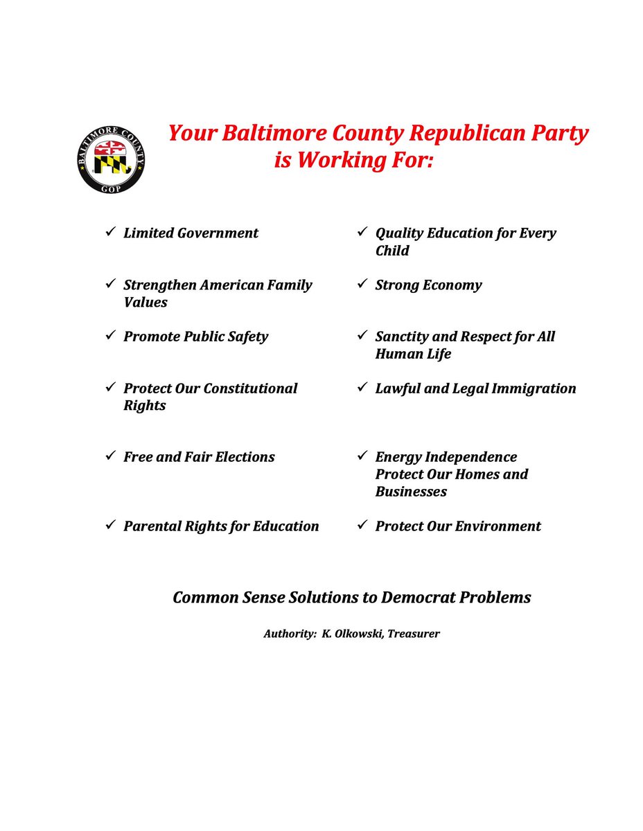 BmoreCountyGOP's tweet photo. Support the Baltimore County Republican Party.  Want more information?  Contact:  redmd4me@icloud.com
https://t.co/bTEfBnaNZa https://t.co/algx6Hcq99