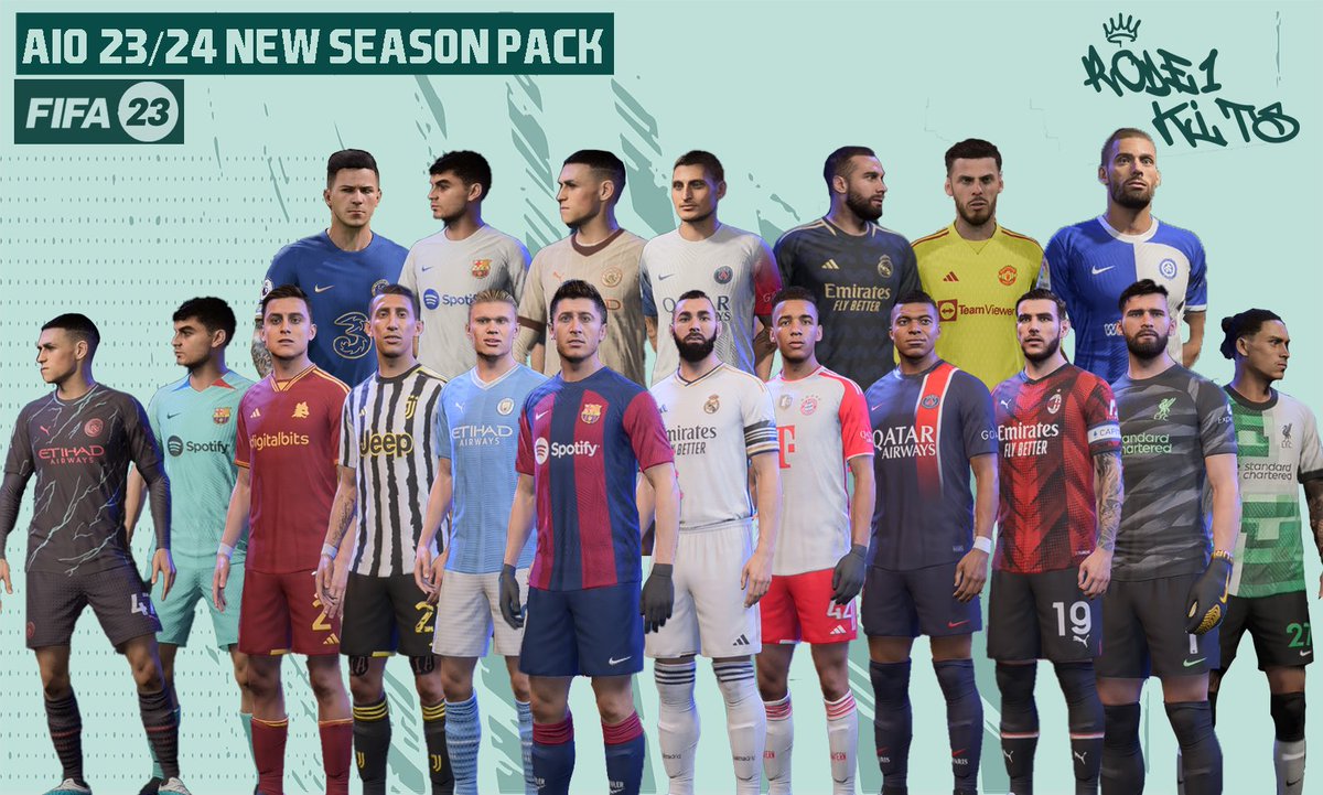 Rode1Kits's tweet photo. 📦AIO 23/24 New Season Pack Beta 3 release!  

A lot of news kits and extra stuff added, such as EA FC 24 Theme Mod V1, Career Start at 2023 Mod, etc

Update your #FIFA23 at Professional Tier here: https://t.co/qh35C3S5gV 

Complete Mod List: https://t.co/OKJA1rfDTk

#fifamod https://t.co/YdP76csqVr