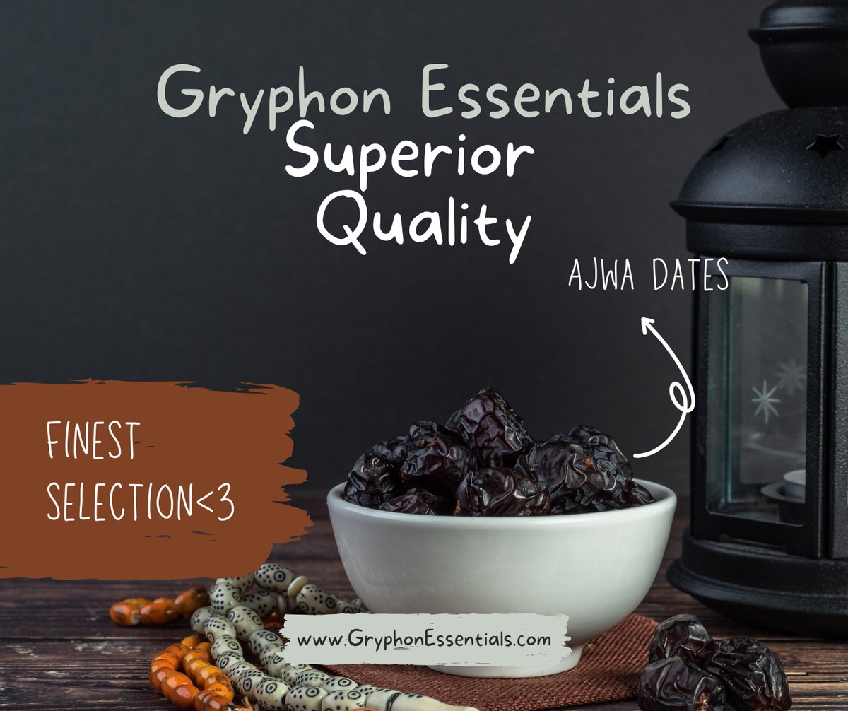 GryphonEssentia's tweet photo. Taste the exotic flavors and enjoy the incredible health benefits of Gryphon Essentials' premium Ajwa dates, straight from the heart of Saudi Arabia🌴🇸🇦 https://t.co/CrWruC0PjP