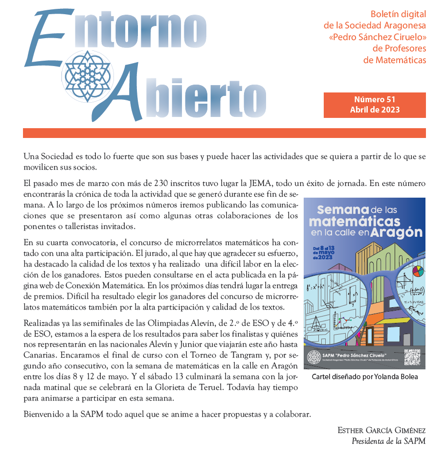 SAPMciruelos's tweet image. Vamos con el número de abril de nuestro boletín #EntornoAbierto, n.º 51. Un número marcado por las recientes #VJEMA (verás ya publicadas alguna de las comunicaciones y la crónica), pero con más artículos.